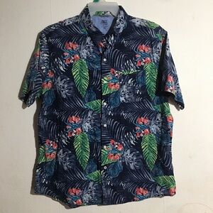 IZOD Saltwater Men's Relaxed Fit Tropical Hawaiian Print Shirt: Size XXL